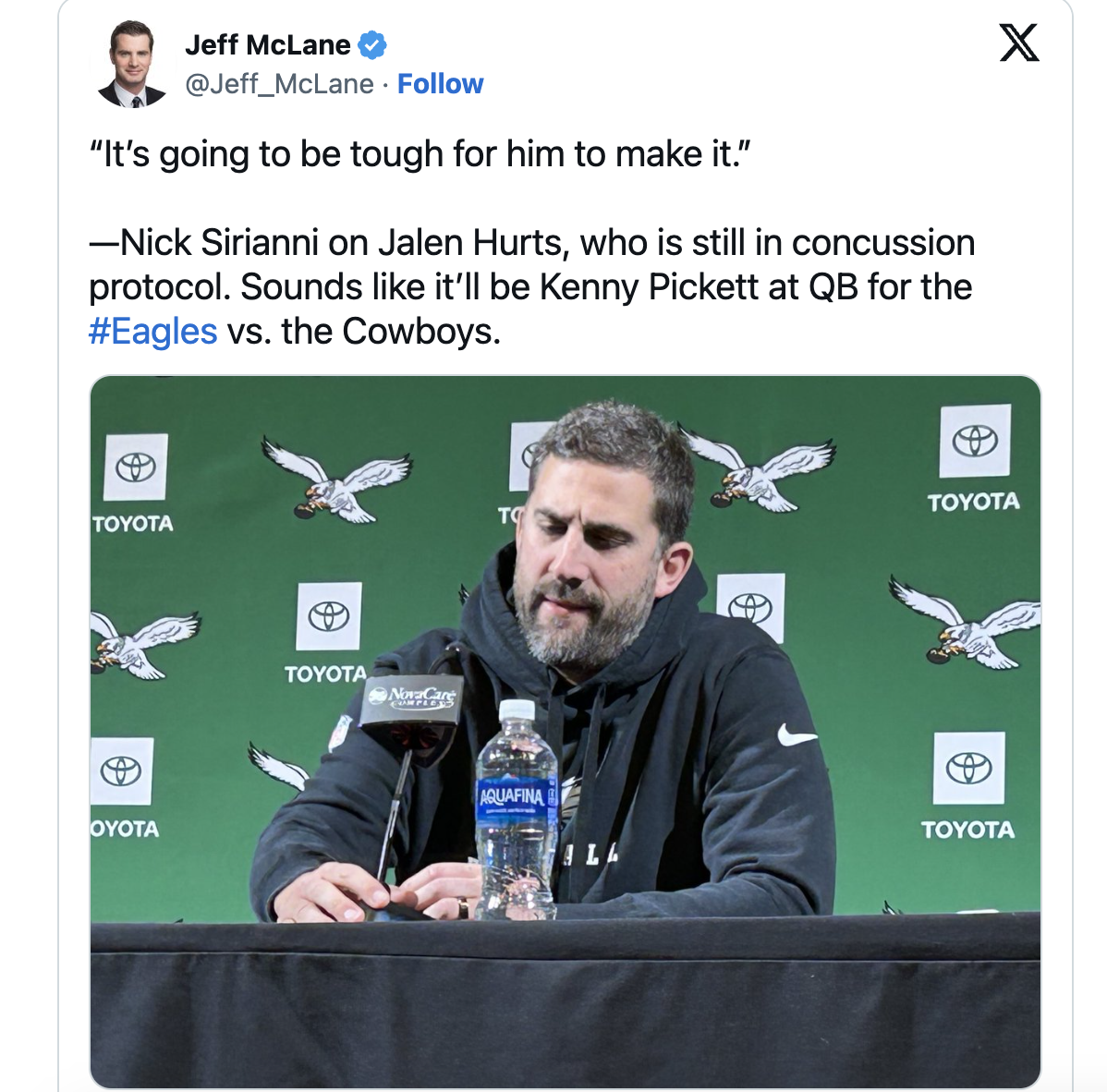 Eagles HC Nick Sirianni has a blunt message about Jalen Hurts' chances of playing against Cowboys-HN