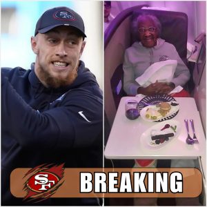 George Kittle gave up his first class seat to an elderly woman who realized her lifelong dream of traveling. In a world where kindness is often overlooked, smiling George Kittle proves that small acts of generosity can lead to the most unexpected rewards. - FB88